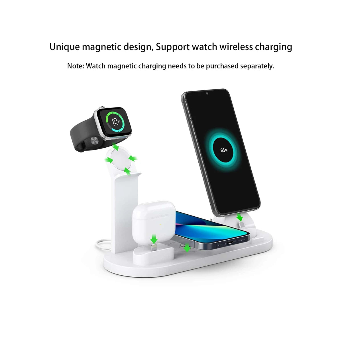 5 In 1 Wireless Charger Stand Pad For iPhone 15 14 13 12 11 X Apple