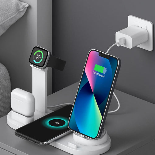 5 In 1 Wireless Charger Stand Pad For iPhone 15 14 13 12 11 X Apple